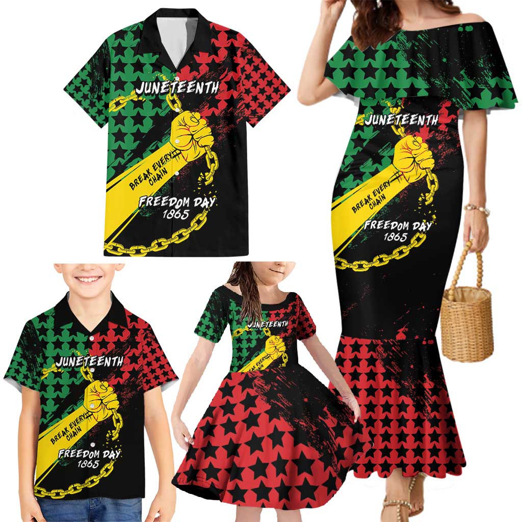 Personalized Juneteenth 1865 Family Matching Mermaid Dress and Hawaiian Shirt Break Every Chain