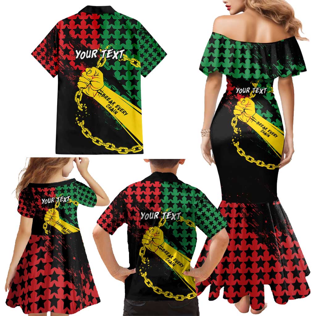 Personalized Juneteenth 1865 Family Matching Mermaid Dress and Hawaiian Shirt Break Every Chain