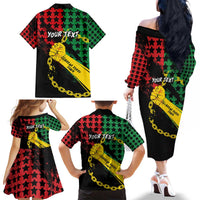 Personalized Juneteenth 1865 Family Matching Off The Shoulder Long Sleeve Dress and Hawaiian Shirt Break Every Chain