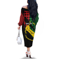 Personalized Juneteenth 1865 Family Matching Off The Shoulder Long Sleeve Dress and Hawaiian Shirt Break Every Chain