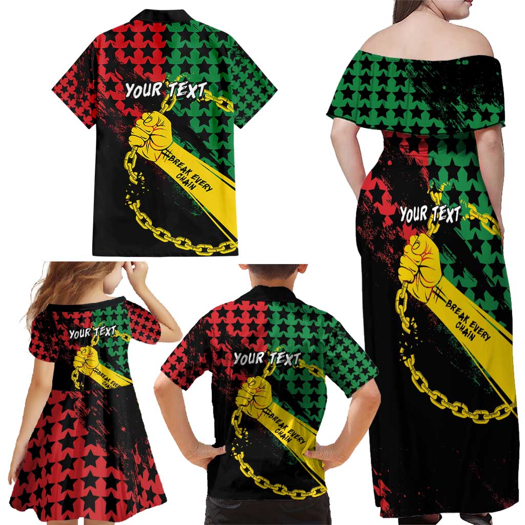 Personalized Juneteenth 1865 Family Matching Off Shoulder Maxi Dress and Hawaiian Shirt Break Every Chain