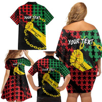 Personalized Juneteenth 1865 Family Matching Off Shoulder Short Dress and Hawaiian Shirt Break Every Chain