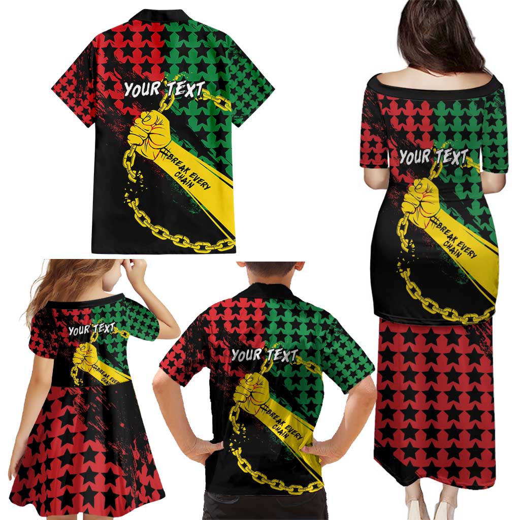 Personalized Juneteenth 1865 Family Matching Puletasi and Hawaiian Shirt Break Every Chain