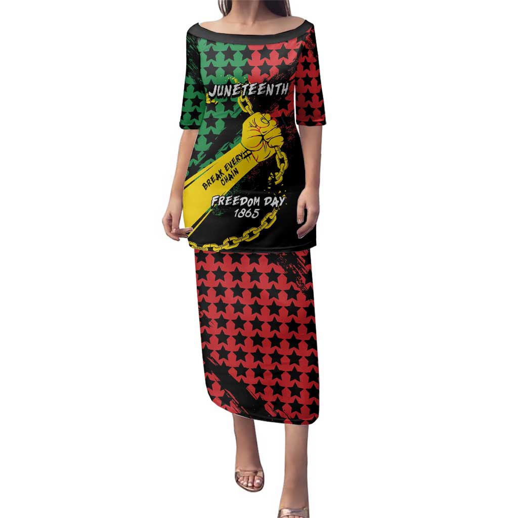 Personalized Juneteenth 1865 Family Matching Puletasi and Hawaiian Shirt Break Every Chain