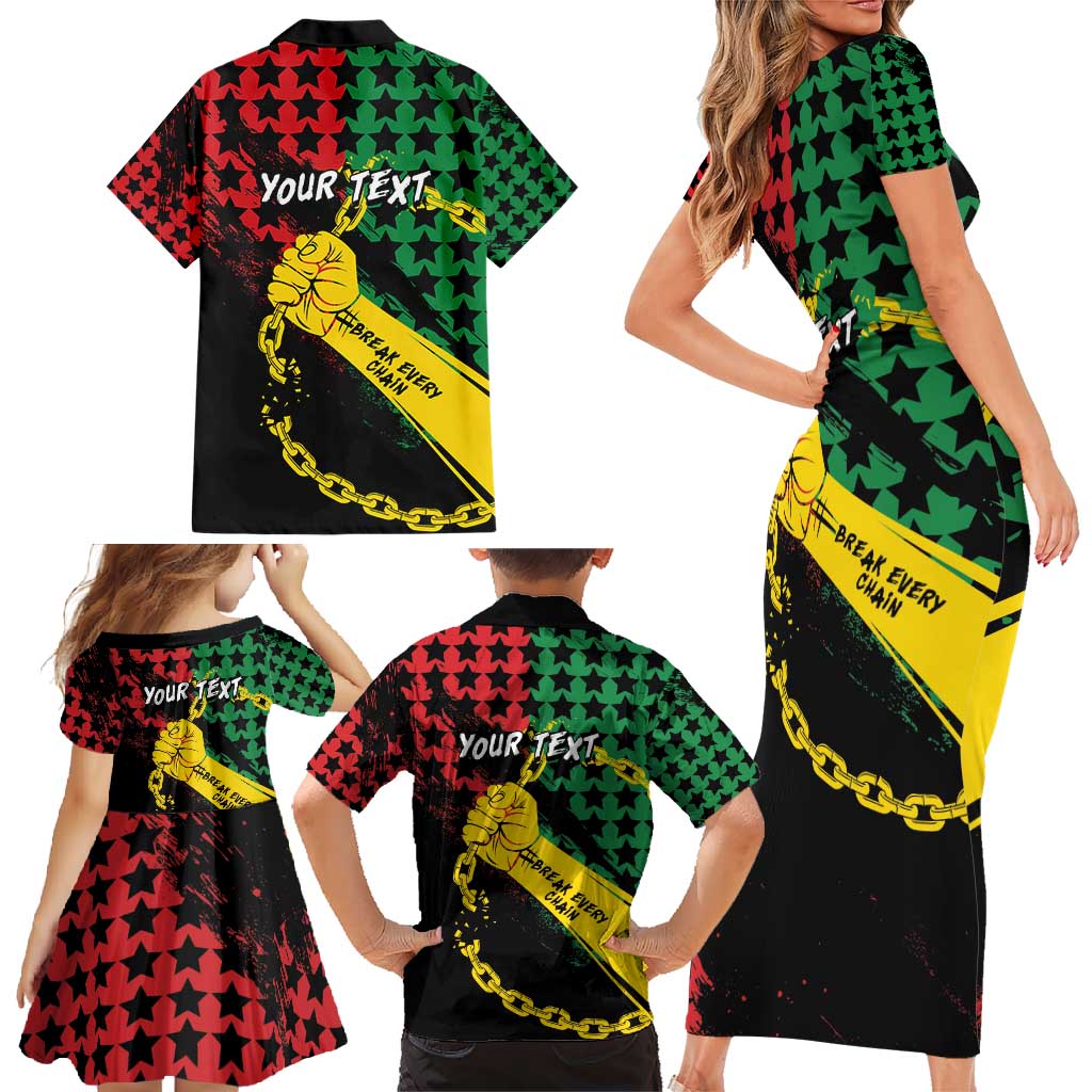 Personalized Juneteenth 1865 Family Matching Short Sleeve Bodycon Dress and Hawaiian Shirt Break Every Chain