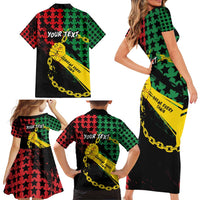 Personalized Juneteenth 1865 Family Matching Short Sleeve Bodycon Dress and Hawaiian Shirt Break Every Chain