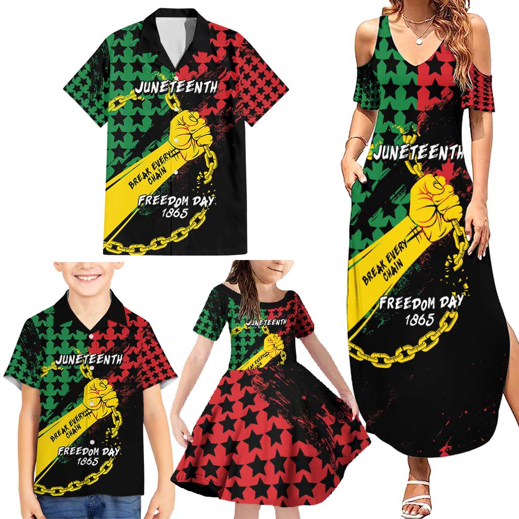 Personalized Juneteenth 1865 Family Matching Summer Maxi Dress and Hawaiian Shirt Break Every Chain