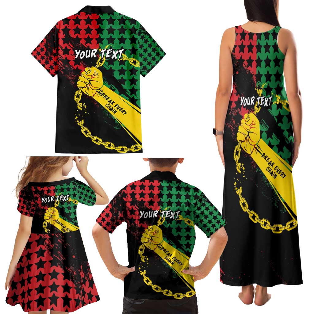 Personalized Juneteenth 1865 Family Matching Tank Maxi Dress and Hawaiian Shirt Break Every Chain