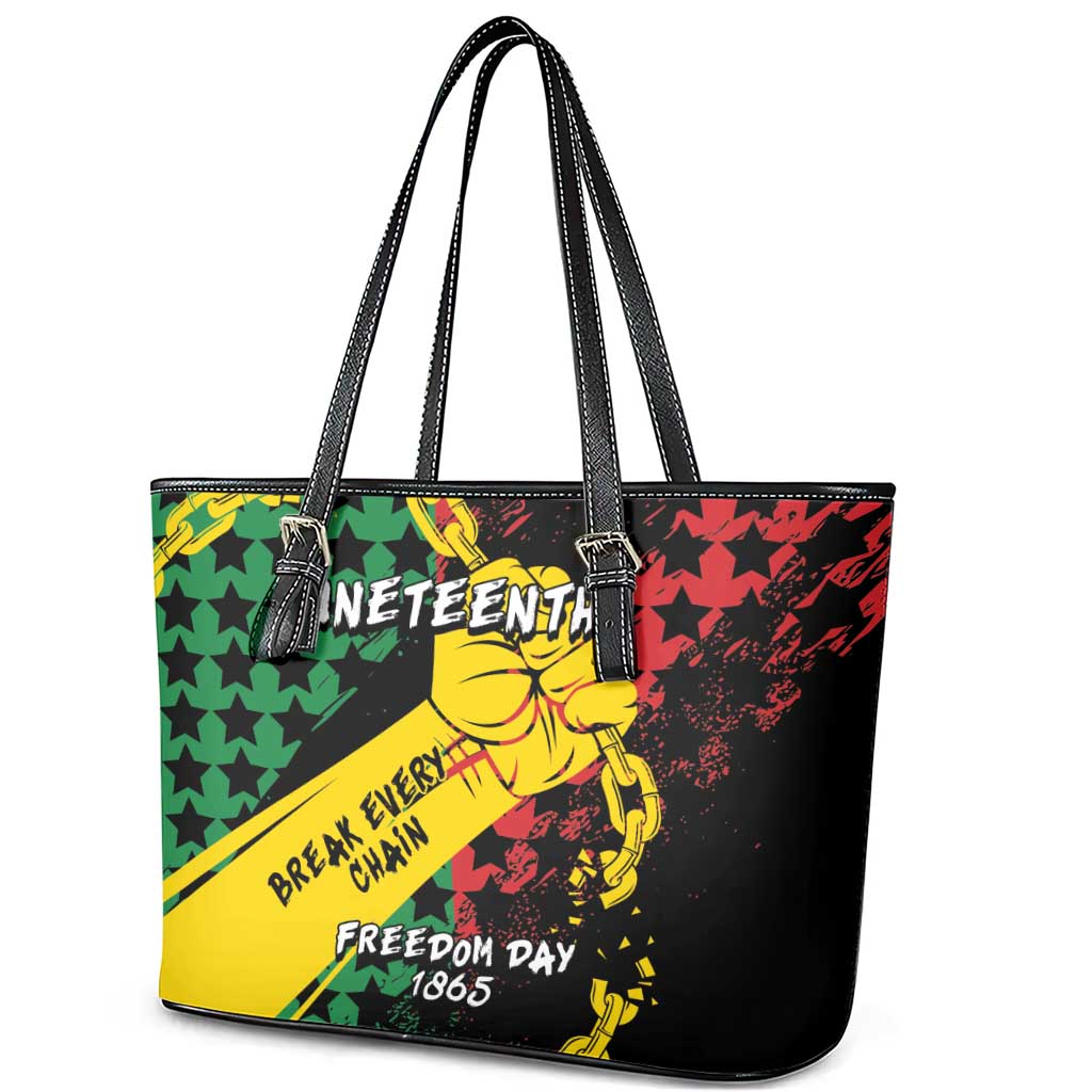 Juneteenth 1865 Leather Tote Bag Break Every Chain