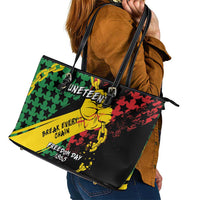 Juneteenth 1865 Leather Tote Bag Break Every Chain