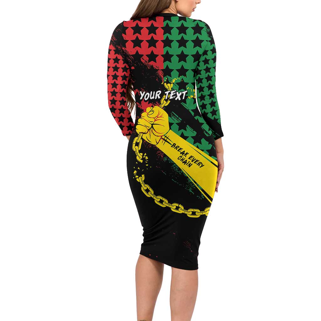 Personalized Juneteenth 1865 Long Sleeve Bodycon Dress Break Every Chain