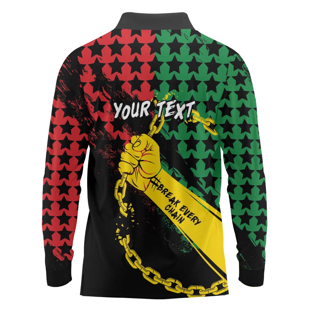 Personalized Juneteenth 1865 Long Sleeve Polo Shirt Break Every Chain