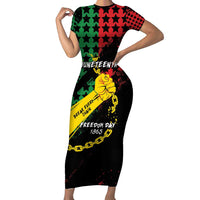 Personalized Juneteenth 1865 Short Sleeve Bodycon Dress Break Every Chain