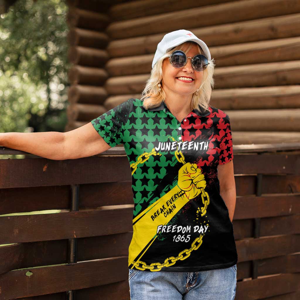 Personalized Juneteenth 1865 Women Polo Shirt Break Every Chain