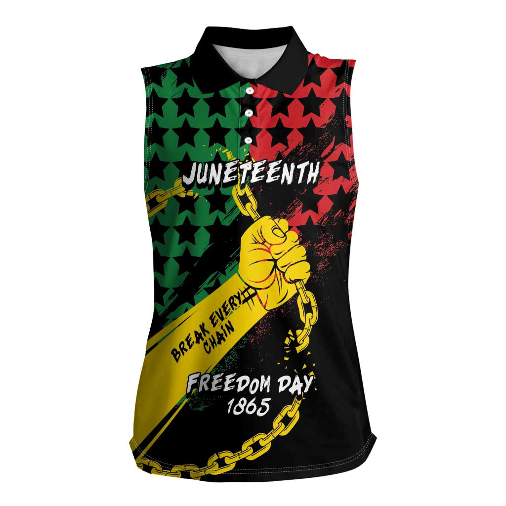 Personalized Juneteenth 1865 Women Sleeveless Polo Shirt Break Every Chain