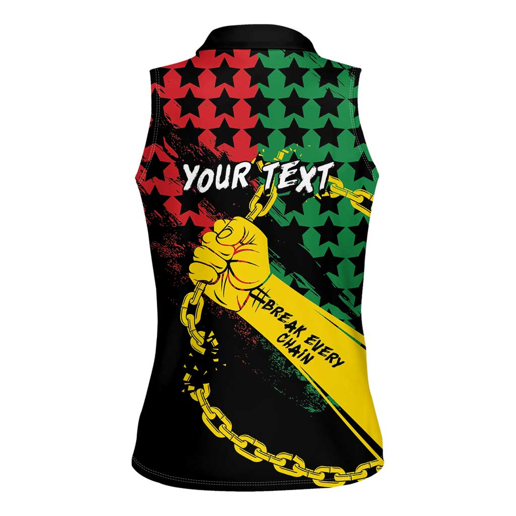 Personalized Juneteenth 1865 Women Sleeveless Polo Shirt Break Every Chain