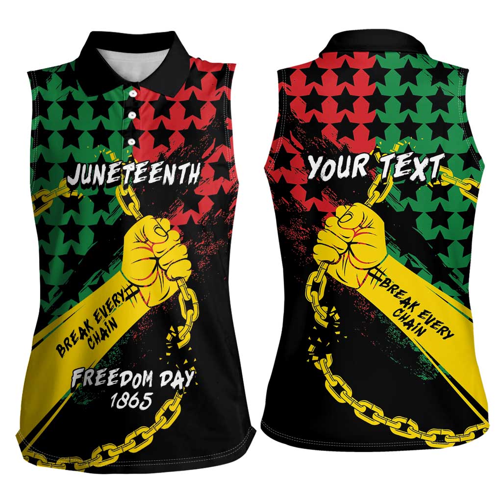 Personalized Juneteenth 1865 Women Sleeveless Polo Shirt Break Every Chain
