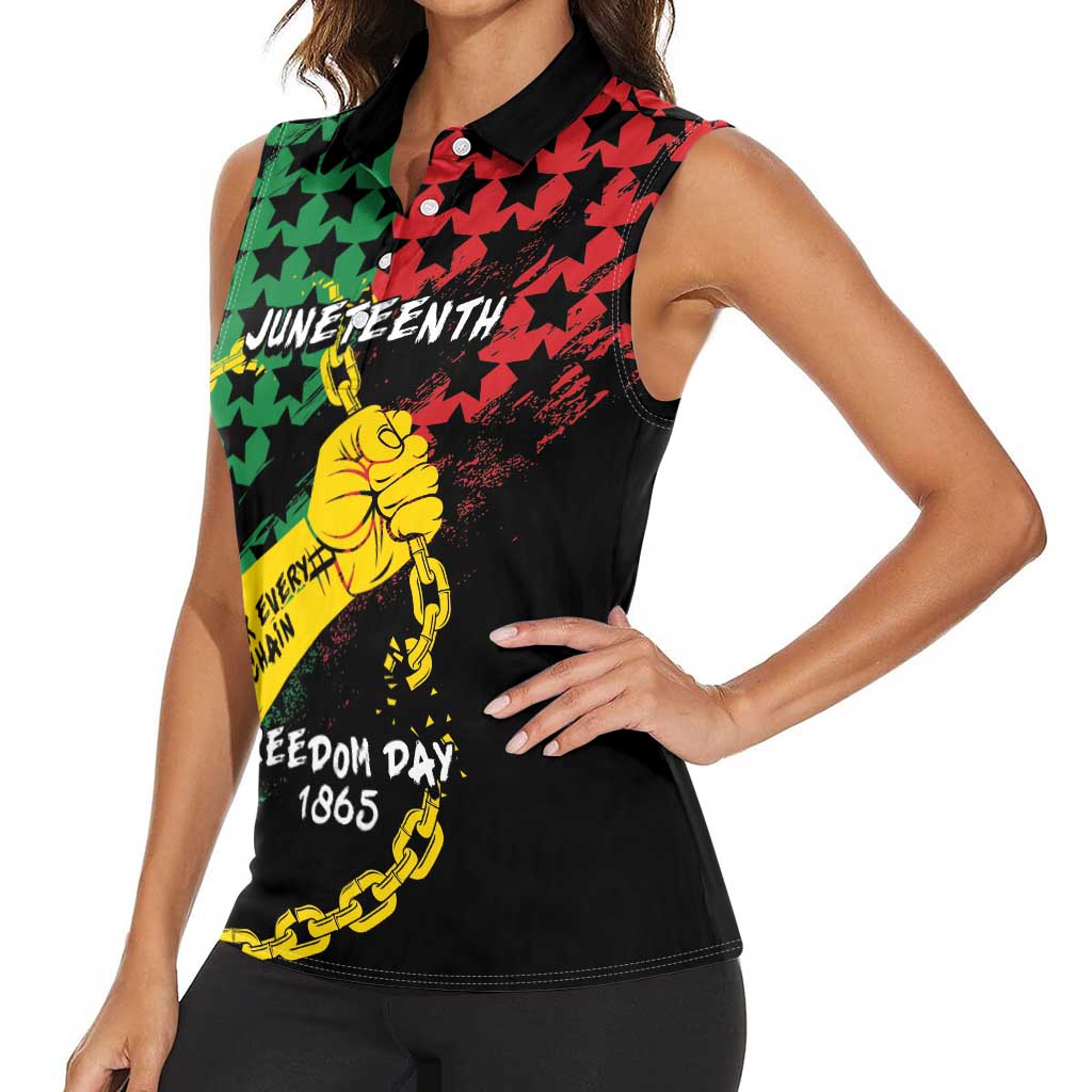 Personalized Juneteenth 1865 Women Sleeveless Polo Shirt Break Every Chain