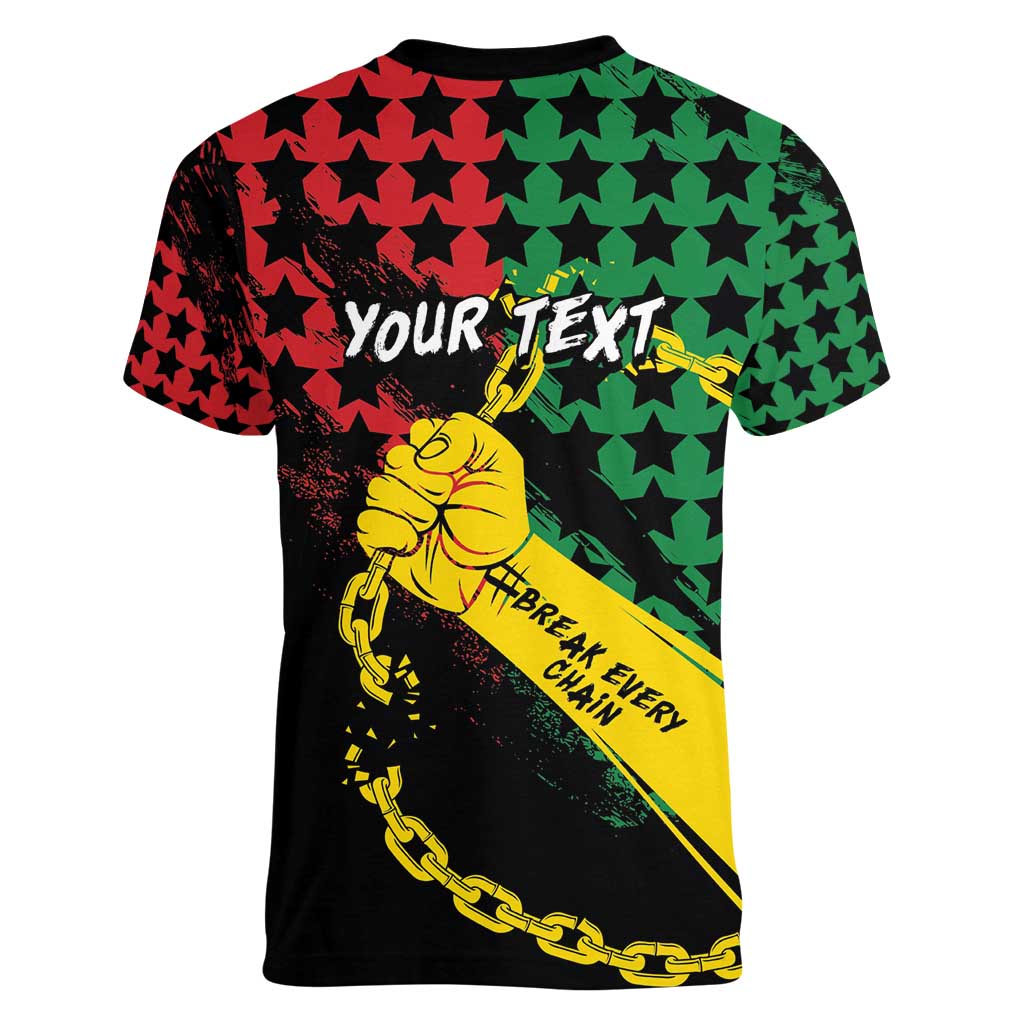 Personalized Juneteenth 1865 Women V-Neck T-Shirt Break Every Chain