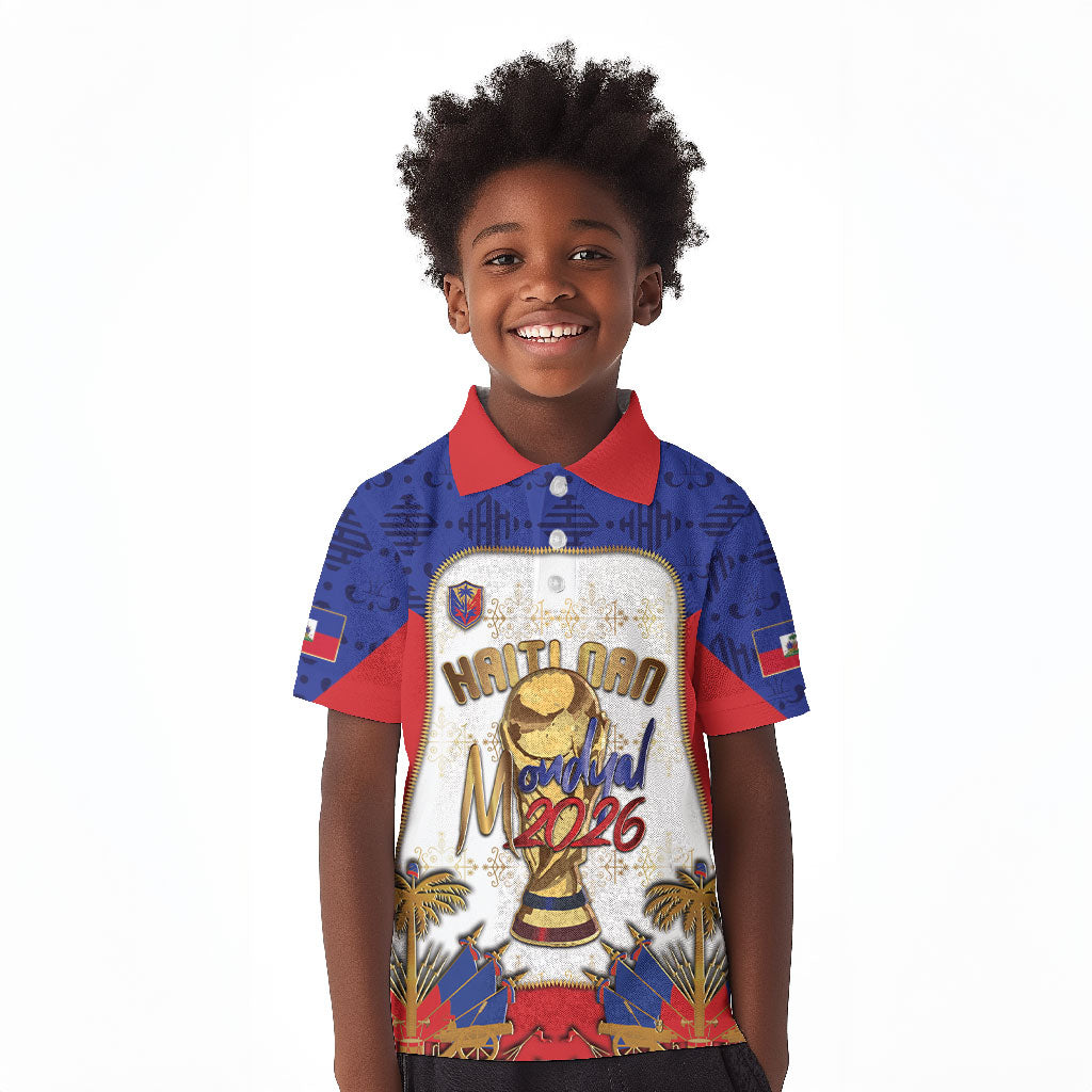 Custom Haiti Nan Mondyal 2026 Kid Polo Shirt Road To Glory