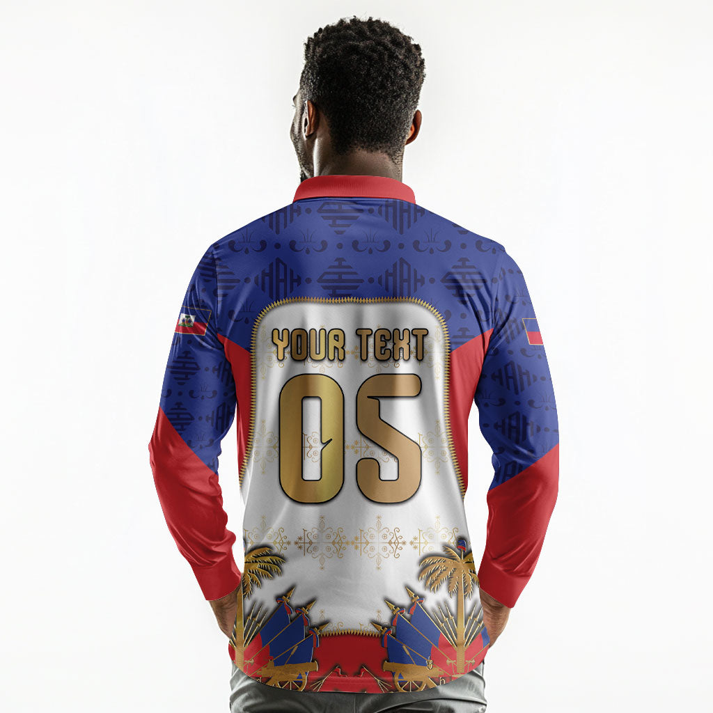 Custom Haiti Nan Mondyal 2026 Long Sleeve Polo Shirt Road To Glory