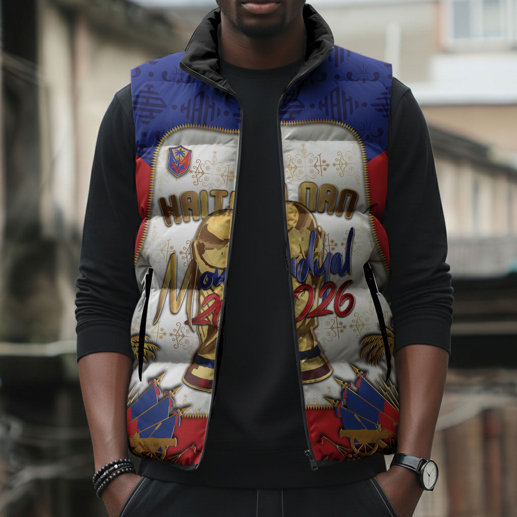 Custom Haiti Nan Mondyal 2026 Sleeveless Puffer Jacket Road To Glory