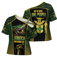 Jamaica Independence Day Cross Shoulder Shirt Crocodile Broken Chain Freedom