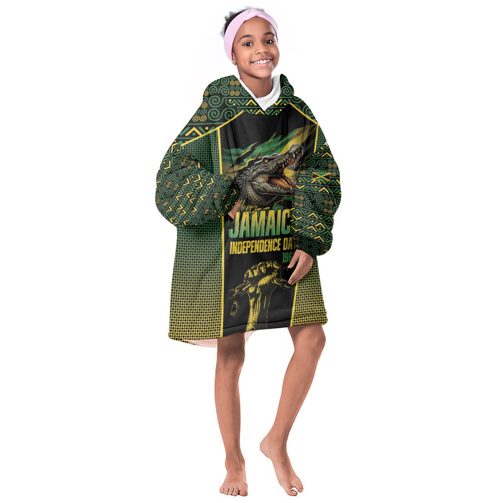 Jamaica Independence Day Kid Wearable Blanket Hoodie Crocodile Broken Chain Freedom