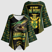 Jamaica Independence Day Kimono Sleeve Blouse Crocodile Broken Chain Freedom