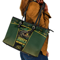 Jamaica Independence Day Leather Tote Bag Crocodile Broken Chain Freedom