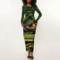 Jamaica Independence Day Long Sleeve Bodycon Dress Crocodile Broken Chain Freedom