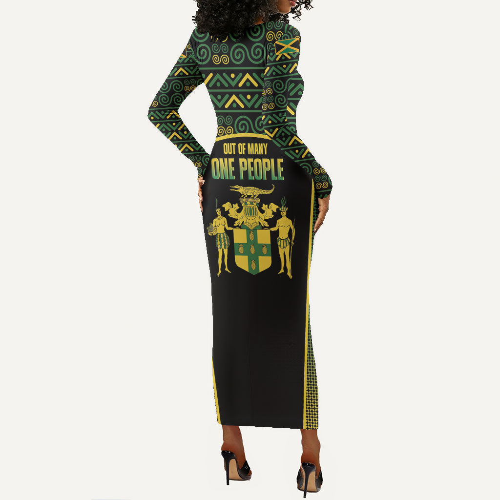 Jamaica Independence Day Long Sleeve Bodycon Dress Crocodile Broken Chain Freedom