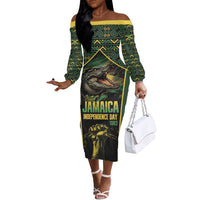 Jamaica Independence Day Off The Shoulder Long Sleeve Dress Crocodile Broken Chain Freedom