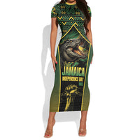 Jamaica Independence Day Short Sleeve Bodycon Dress Crocodile Broken Chain Freedom