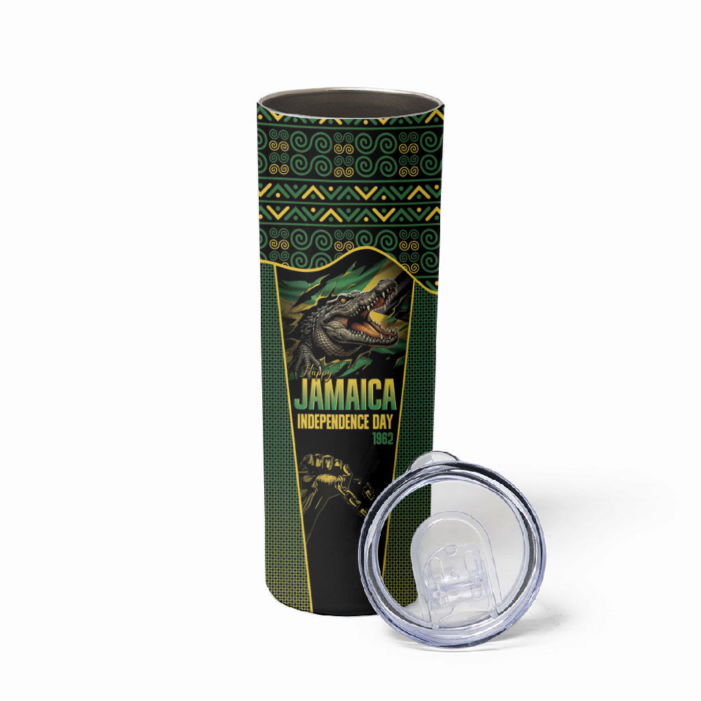 Jamaica Independence Day Skinny Tumbler Crocodile Broken Chain Freedom