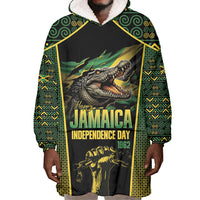 Jamaica Independence Day Wearable Blanket Hoodie Crocodile Broken Chain Freedom