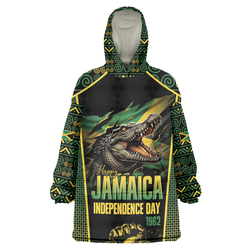 Jamaica Independence Day Wearable Blanket Hoodie Crocodile Broken Chain Freedom