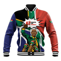 Nelson Mandela Birthday Baseball Jacket 67 Minutes South Africa Flag Comic