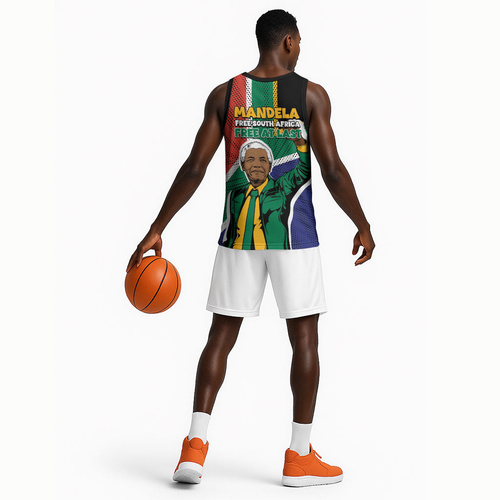 Nelson Mandela Birthday Basketball Jersey 67 Minutes South Africa Flag Comic
