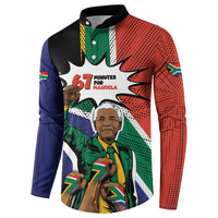 Nelson Mandela Birthday Button Sweatshirt 67 Minutes South Africa Flag Comic