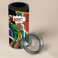 Nelson Mandela Birthday 4 in 1 Can Cooler Tumbler 67 Minutes South Africa Flag Comic