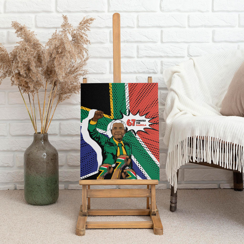 Nelson Mandela Birthday Canvas Wall Art 67 Minutes South Africa Flag Comic