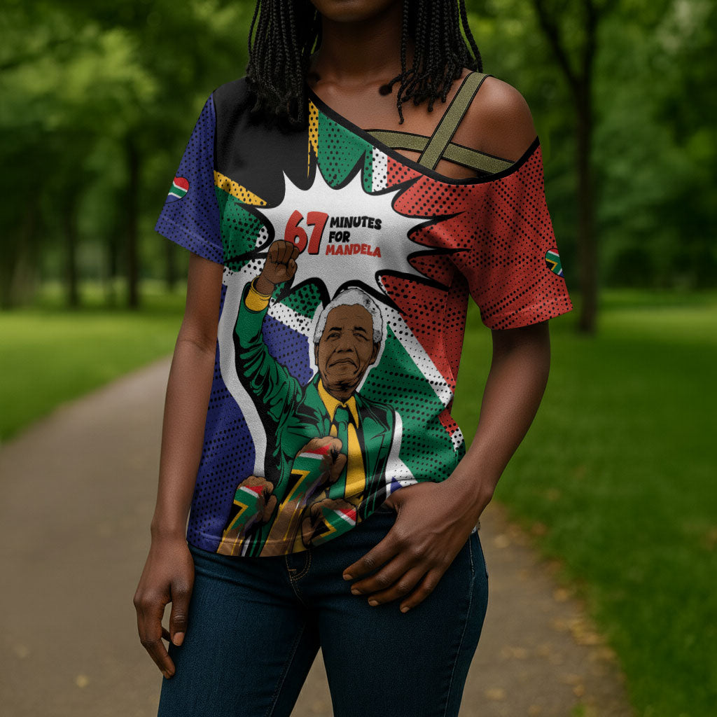 Nelson Mandela Birthday Cross Shoulder Shirt 67 Minutes South Africa Flag Comic