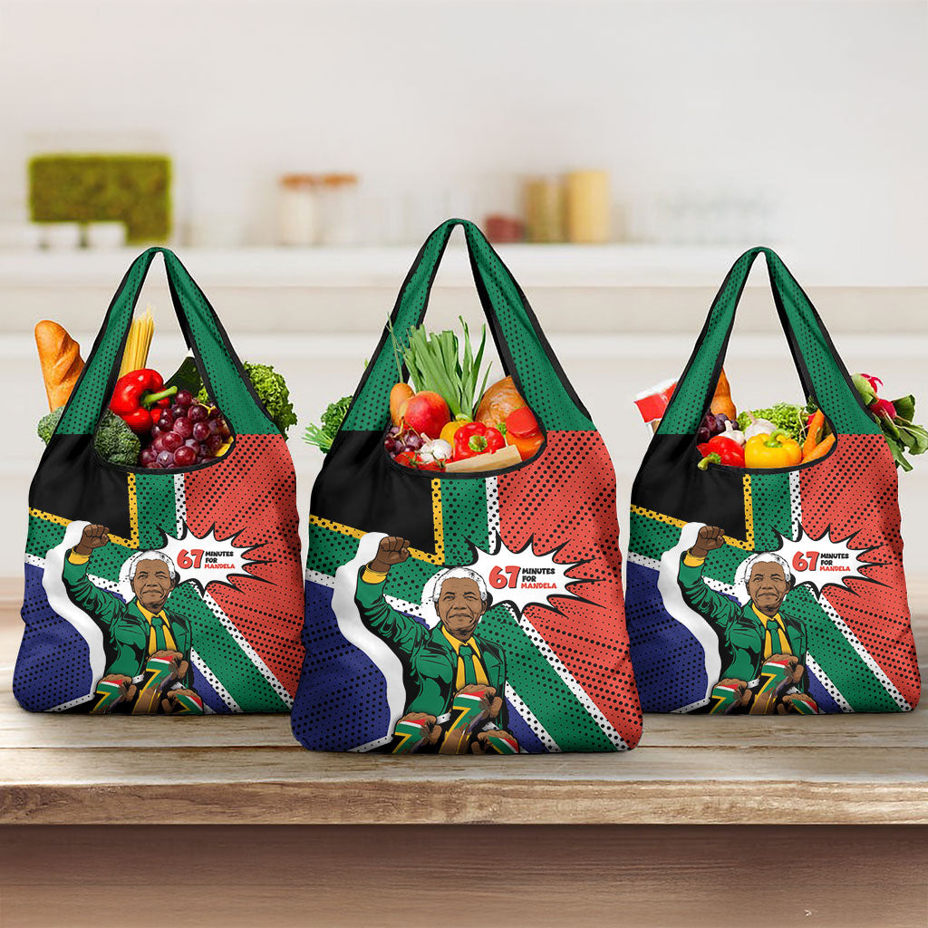 Nelson Mandela Birthday Grocery Bag 67 Minutes South Africa Flag Comic