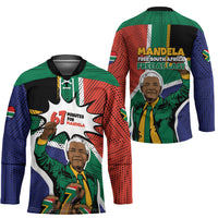 Nelson Mandela Birthday Hockey Jersey 67 Minutes South Africa Flag Comic