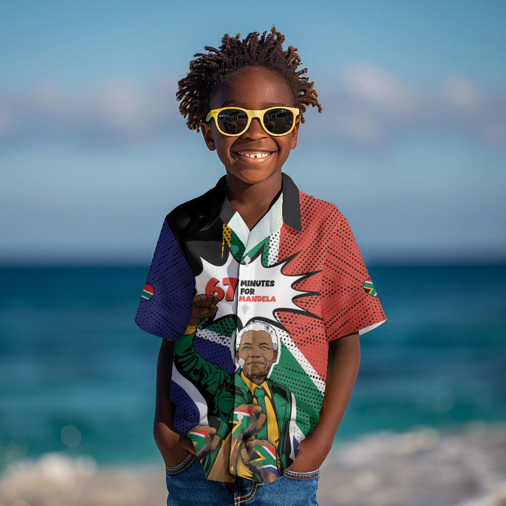 Nelson Mandela Birthday Kid Hawaiian Shirt 67 Minutes South Africa Flag Comic