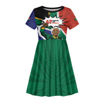 Nelson Mandela Birthday Kid Short Sleeve Dress 67 Minutes South Africa Flag Comic