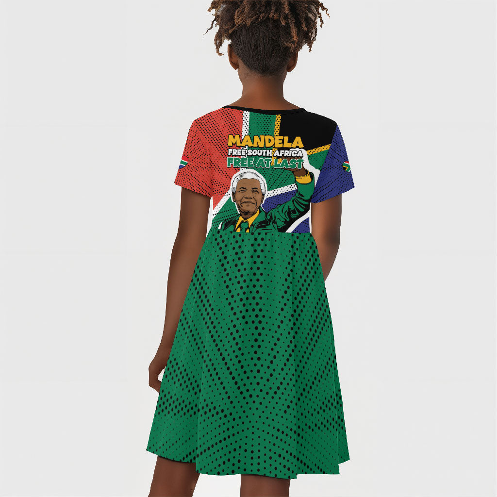 Nelson Mandela Birthday Kid Short Sleeve Dress 67 Minutes South Africa Flag Comic