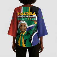 Nelson Mandela Birthday Kimono Sleeve Blouse 67 Minutes South Africa Flag Comic