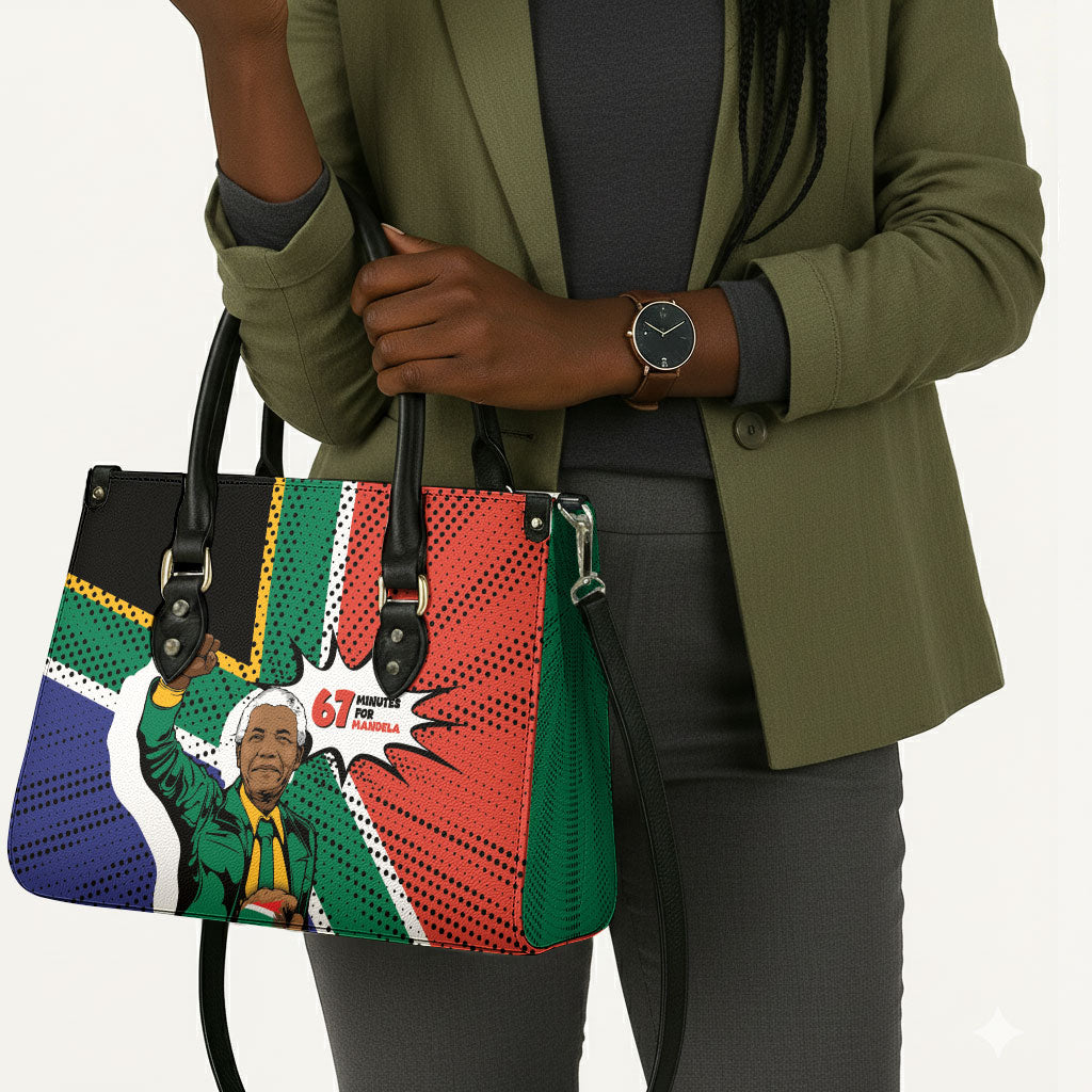 Nelson Mandela Birthday Leather Bag 67 Minutes South Africa Flag Comic